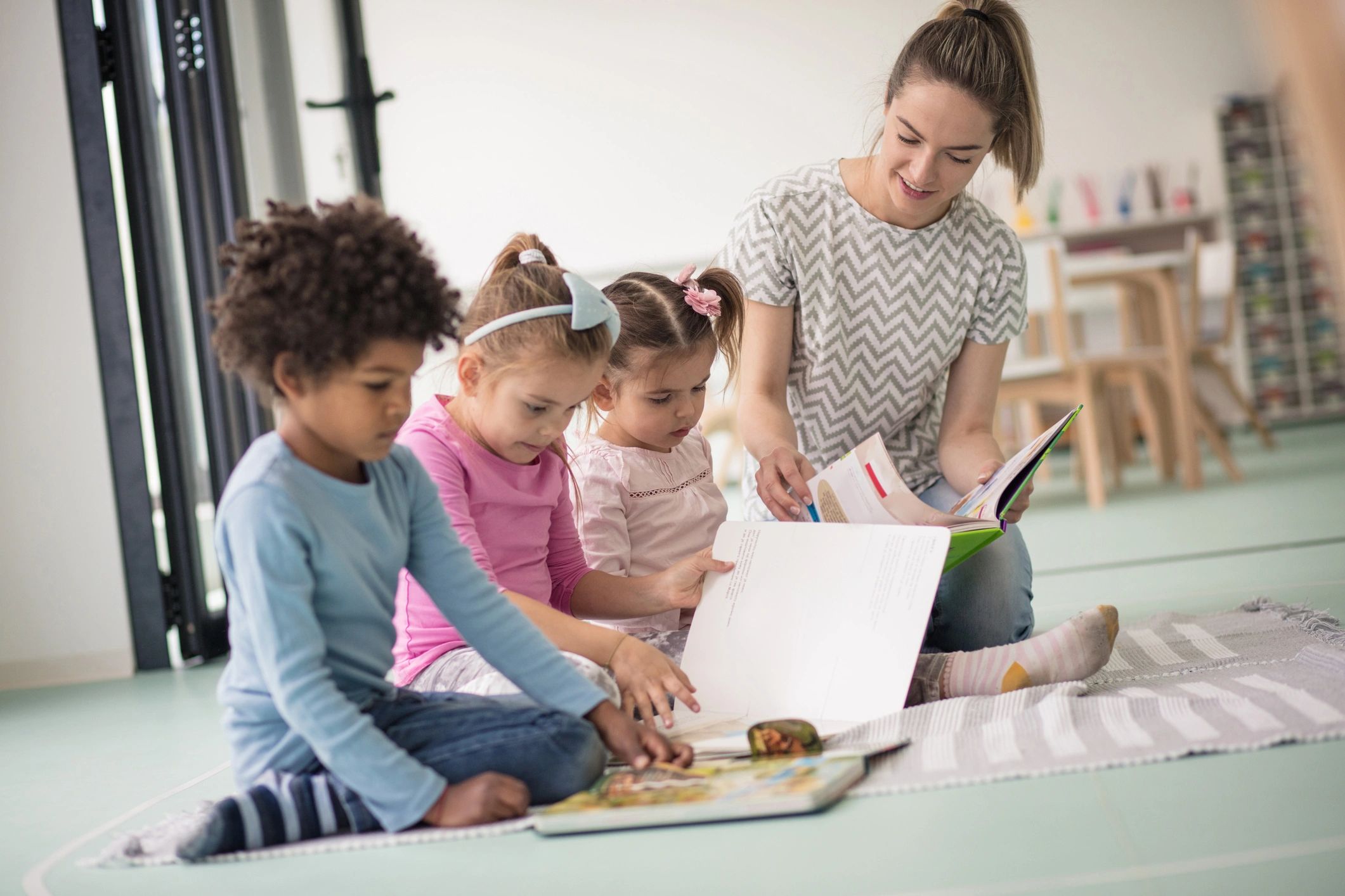 Preschool children learning together in a classroom