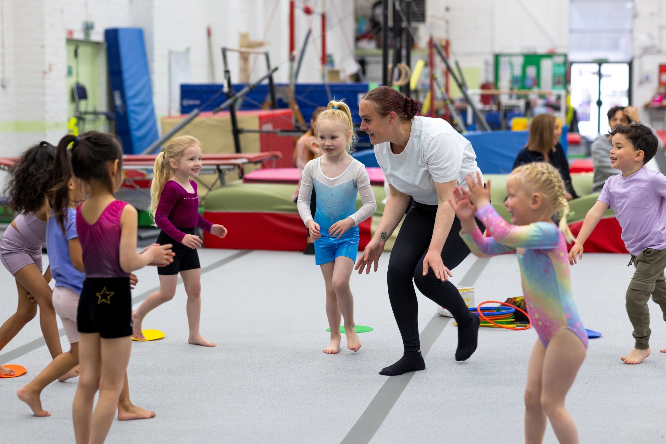 Children playing together in a daycare activity