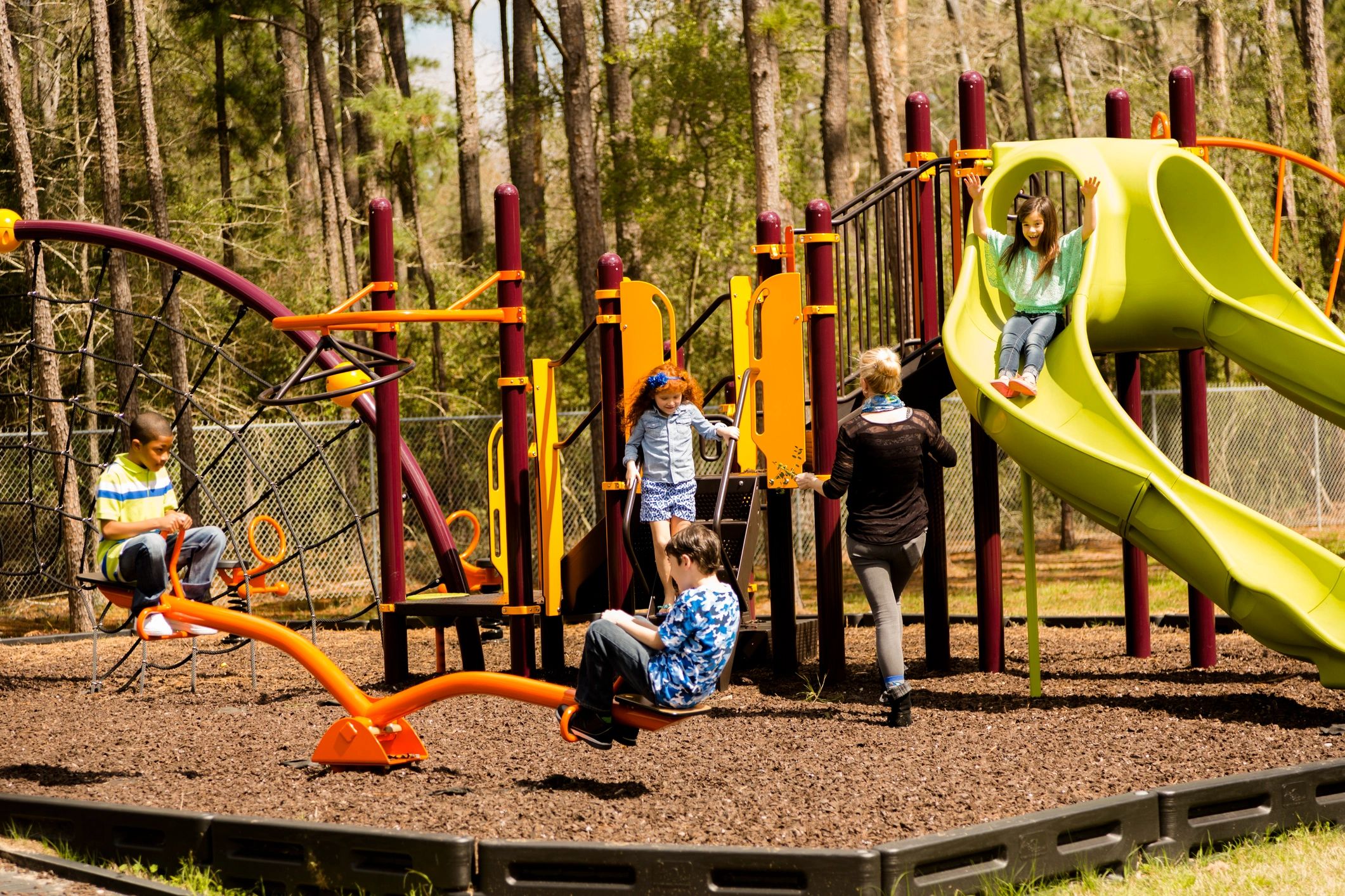 Children playing during recess on a playground